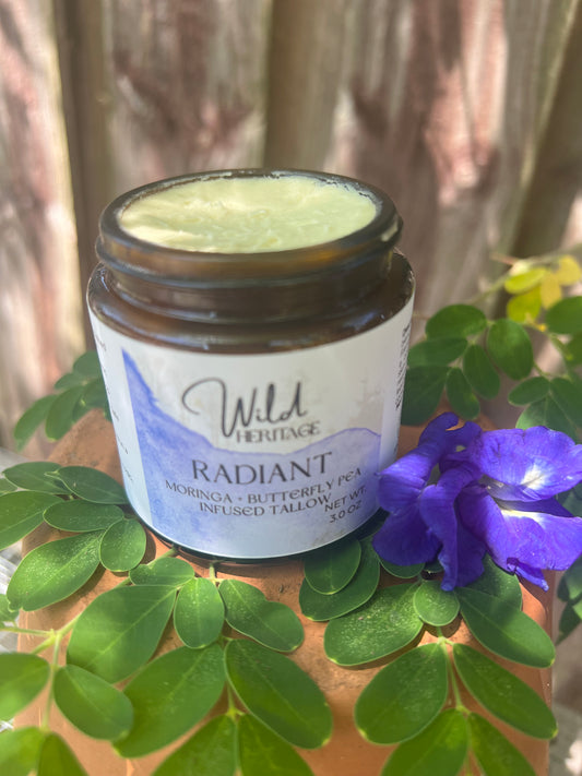 Nutrient-rich tallow balm texture infused with Manuka honey, Moringa, Frankincense and Myrrh