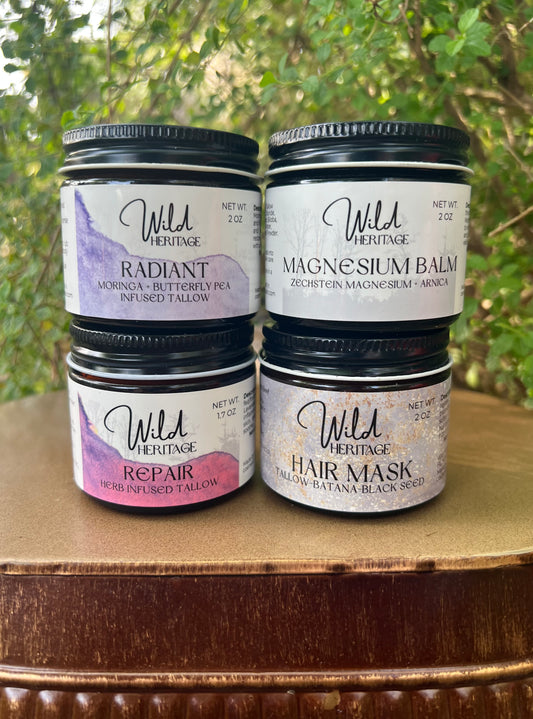 Self Care Bundle – Magnesium, Repair, Hair Mask & Radiant or Manuka Lav