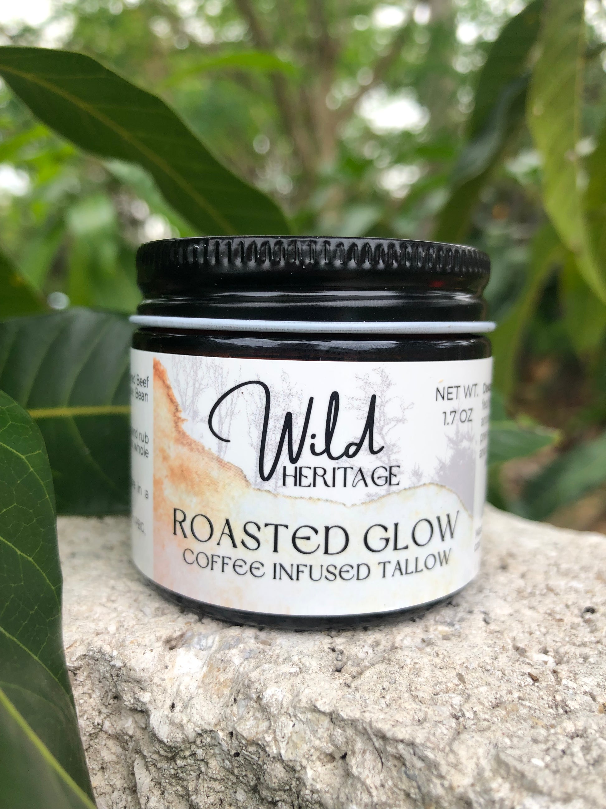 Roasted Glow Tallow Balm 2 oz infused with organic Colombian coffee for brightening and energizing skin